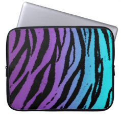 Turquoise and Purple Tiger Striped Laptop Sleeve