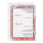 Turquoise and Red Paisley Indian Wedding invitations