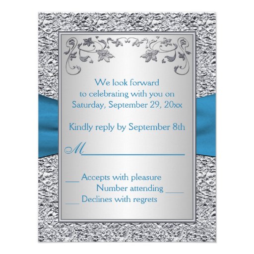 Turquoise and Silver Foil RSVP Card Announcements