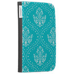 turquoise and white henna style damask kindle keyboard cases