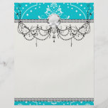 turquoise and white henna style damask custom flyer