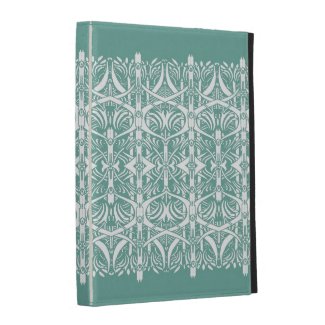 Turquoise and White Nouveau Pattern Folio Case iPad Folio Cover