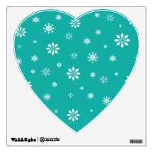 Turquoise and white snowflakes pattern room graphics
