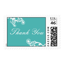Turquoise and White Thank You Flourish Postage