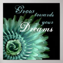 TURQUOISE & AQUA DREAMS Sunburst Feathered Rose Print