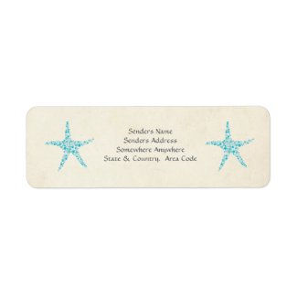 Turquoise Aqua Starfish Small Address Labels label