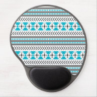 Turquoise Aztec Tribal Print Geometric Pattern Gel Mouse Pad