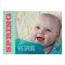 Turquoise Baby Spring Celebration Card Personalized Invitations