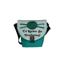 Turquoise Ball of Yarn & Crochet Hooks (Version 2) Courier Bags