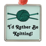 Turquoise Ball of Yarn & Knitting Needles Christmas Ornament