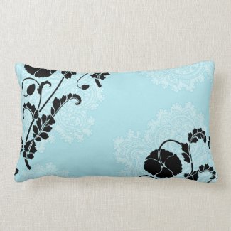 Turquoise and Black Paisley Pillow