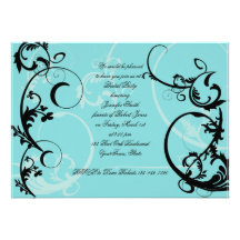 Turquoise Black Swirl Bridal Shower Invitation