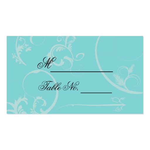 Turquoise Black Swirl Flourish Wedding Place Card Business Cards