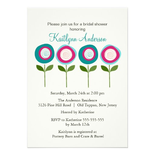 Turquoise Blooms Bridal Shower Invitation