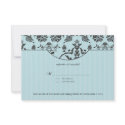 Turquoise Blue and Damask RSVP invitation