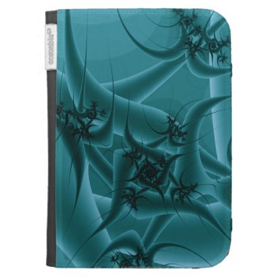 Turquoise Blue and Teal Fractal Art Design. Kindle Folio Cases