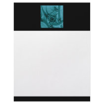 Turquoise Blue and Teal Fractal Art Design. Letterhead Template