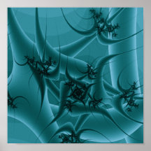 Turquoise Blue and Teal Fractal Art Design. Print