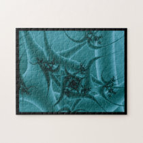 Turquoise Blue and Teal Fractal Art Design. Puzzle
