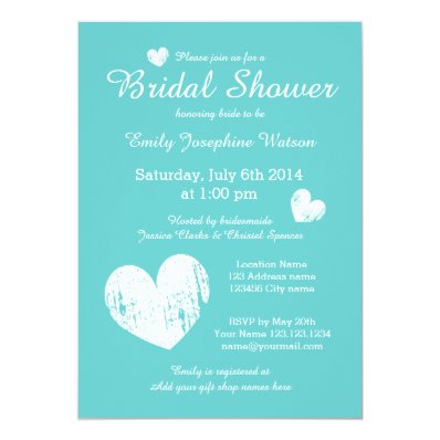 Turquoise blue and white bridal shower invitations personalized invitation