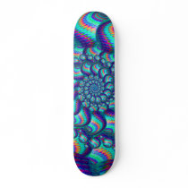 Turquoise Blue Balls Fractal Pattern Skateboard Deck