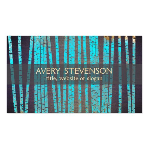 Turquoise Blue Bamboo Nature Health Spa Wood Business Card (front side)
