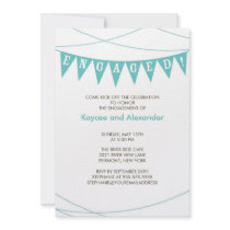 Turquoise Blue Banner Engagement Invitations