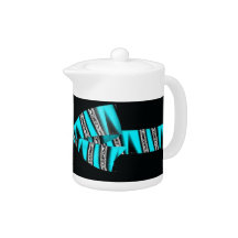 Turquoise Blue & Black Zebra Glitter Stripes