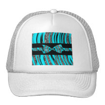 Turquoise Blue & Black Zebra Glitter Stripes Mesh Hats