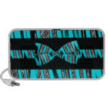 Turquoise Blue & Black Zebra Glitter Stripes speakers