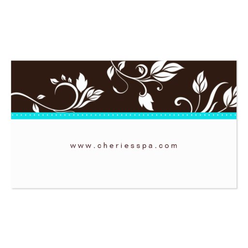 Turquoise Blue Brown Floral Trendy business card (front side)