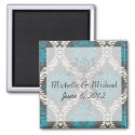 turquoise blue cream and brown lovely damask