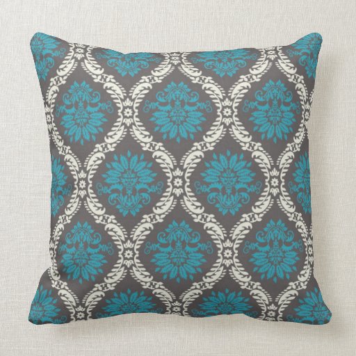turquoise blue cream and brown lovely damask throw pillows zazzle turquoise blue cream and brown lovely damask throw pillows zazzle