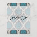 turquoise blue cream and brown lovely damask