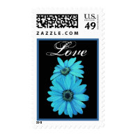 Turquoise Blue Daisies Wedding Love Stamp