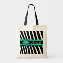 Turquoise Blue Floral Gem & Zebra Pattern Bag