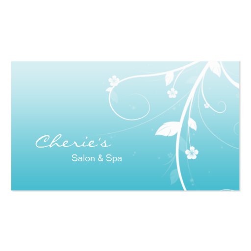 Turquoise Blue Floral Swirls business card (front side)
