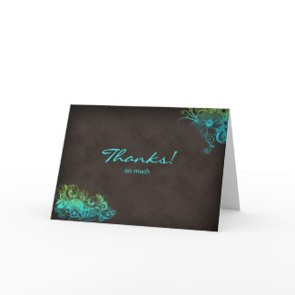 Turquoise Blue Green Thank You Greeting Card card