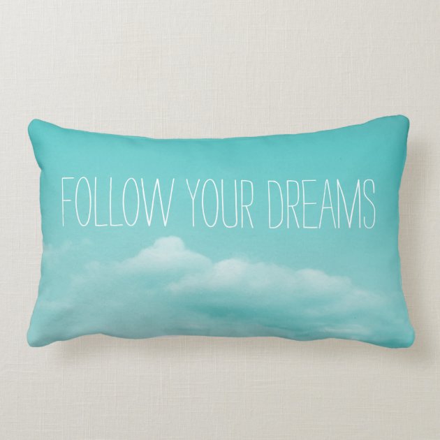 Turquoise blue inspirational lumbar throw pillow