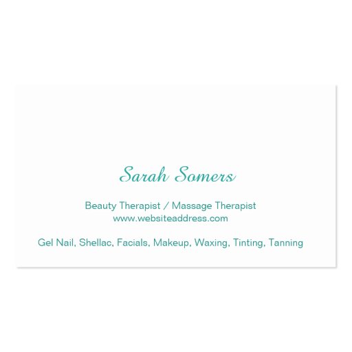 Turquoise Blue Lotus Flower on Wood Wellness Spa Business Card Template (back side)
