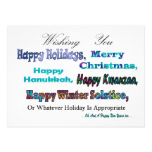 Turquoise Blue Multi Holiday Greeting Invites