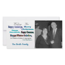 Turquoise Blue Multi Holiday Greeting Custom Photo Card