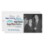 Turquoise Blue Multi Holiday Greeting Custom Photo Card