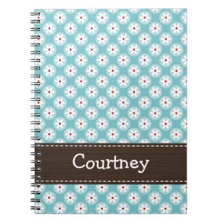 Turquoise Blue Red Daisy Spiral Notebook Journal notebook