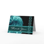 Turquoise Blue Rose with Lace Wedding Thank You Cards