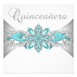 Turquoise Blue Silver Quinceanera Invitations