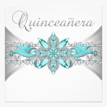 Turquoise Blue Silver Quinceanera Invitations invitations