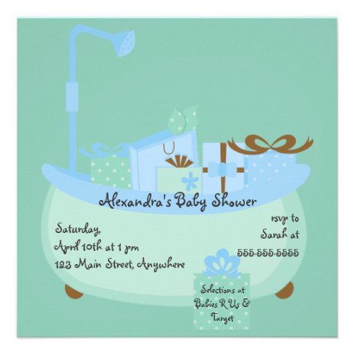 Turquoise & Blue Tub Baby Shower Invitation