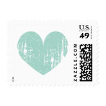 Turquoise blue vintage heart wedding stamps