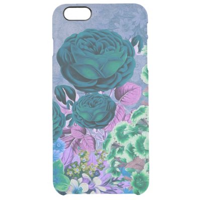 Turquoise Blue Vintage Rose Garden Clear iPhone 6 Plus Case